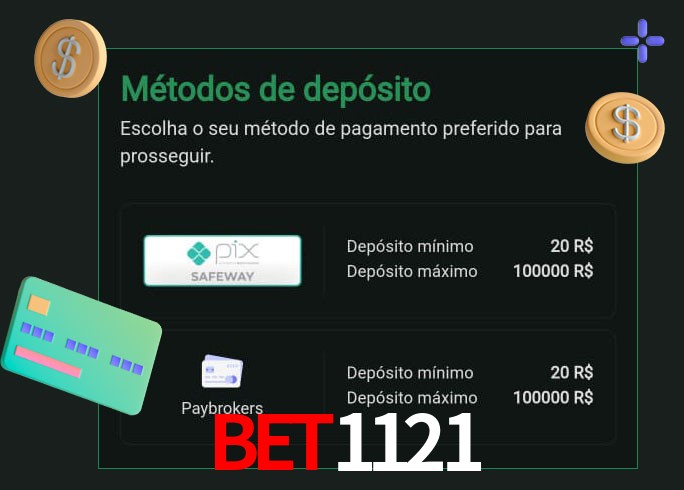 O cassino bet1121 oferece uma grande variedade de métodos de pagamento